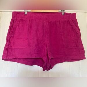 GAP Linen Shorts, Hot Pink/Purple, Stretch Waist, Front & Back Pockets, sz XXL.